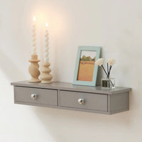 Mensola da Parete Geeste Comodino Sospeso con 2 Cassetti 60 x 15 x 10 cm - Grigio Chiaro [en.casa]