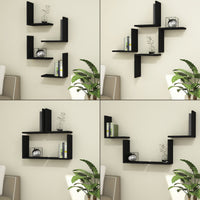 Set di 4 Mensole da Muro 'Broby' a Forma di L Consolle Portapiante da Parete - Nero [en.casa]