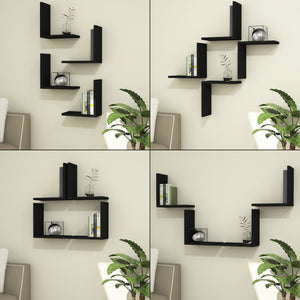 Set di 4 Mensole da Muro 'Broby' a Forma di L Consolle Portapiante da Parete - Nero [en.casa]