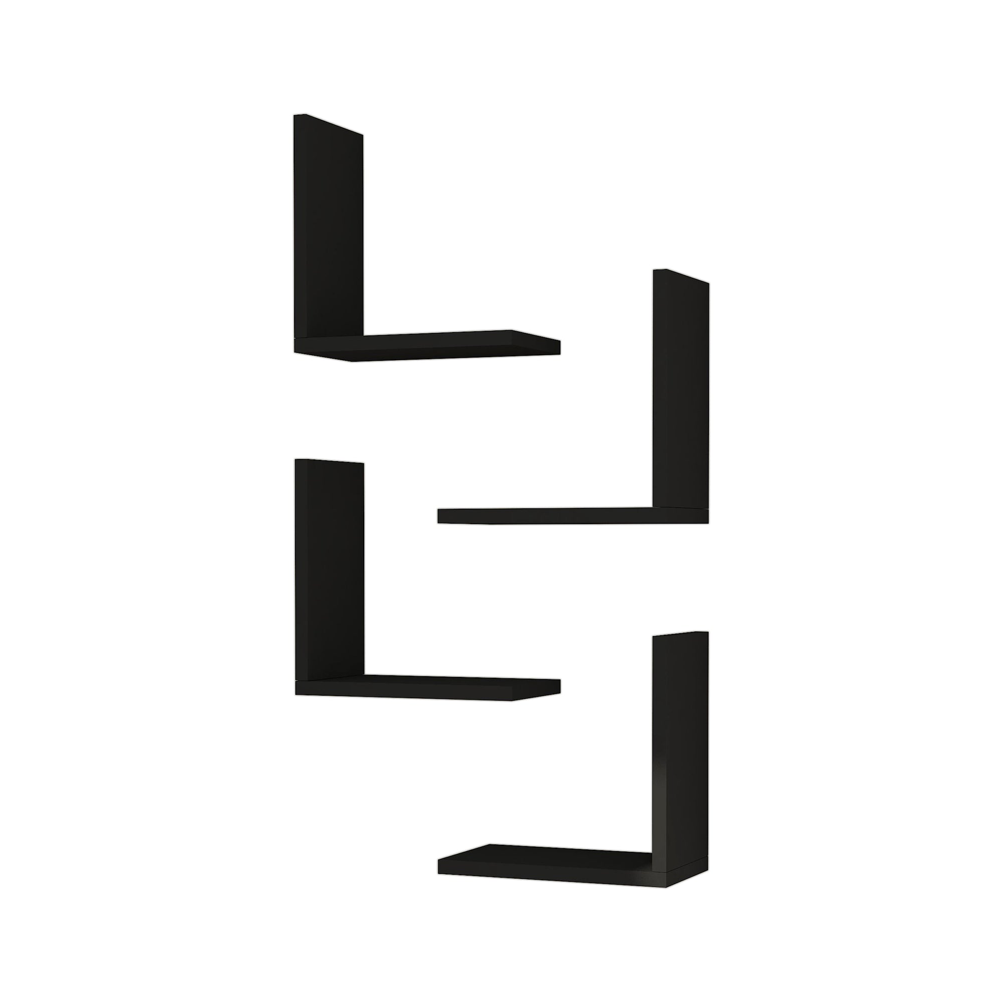 Set di 4 Mensole da Muro 'Broby' a Forma di L Consolle Portapiante da Parete - Nero [en.casa]