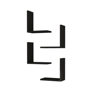 Set di 4 Mensole da Muro 'Broby' a Forma di L Consolle Portapiante da Parete - Nero [en.casa]