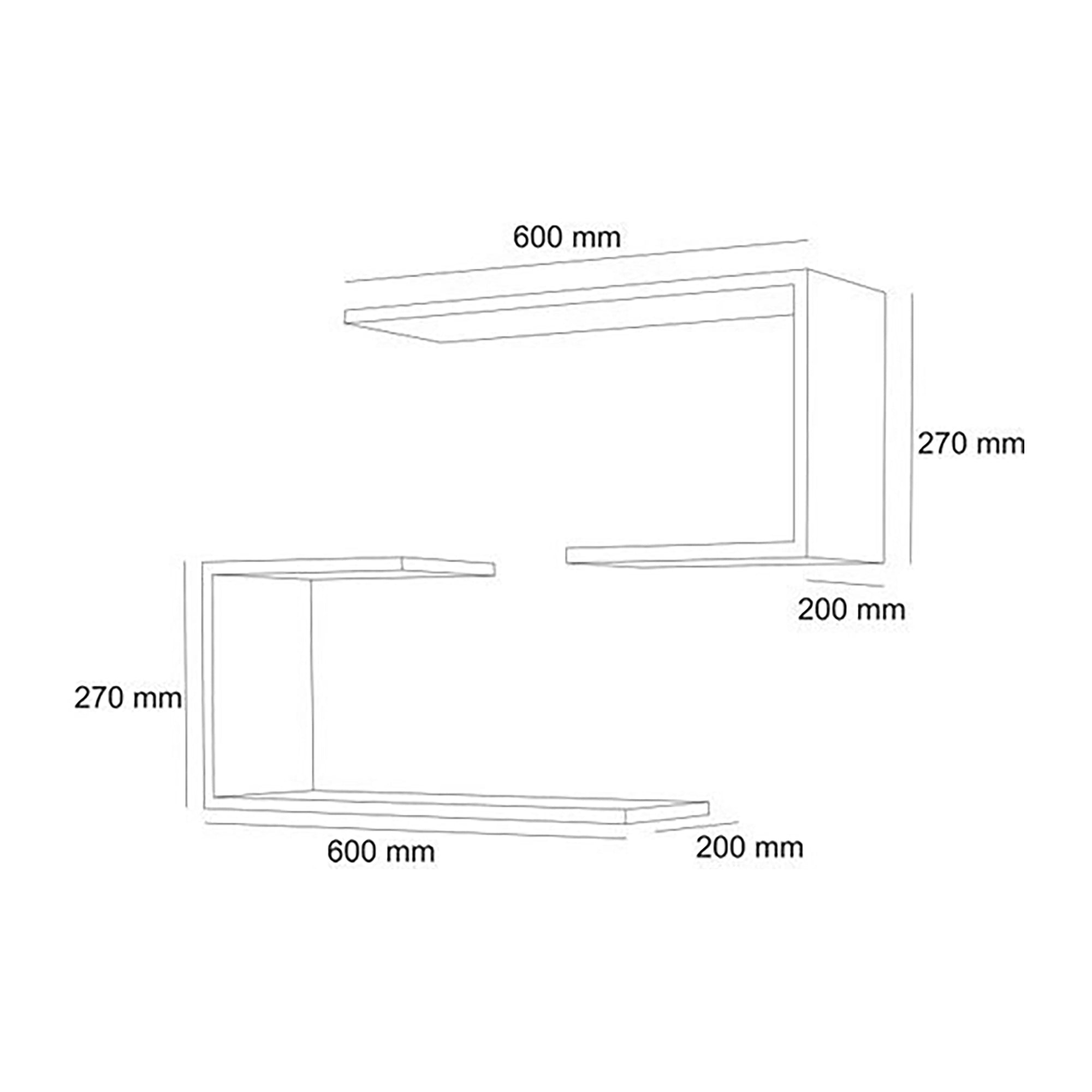 Set di 2 mensole da parete 27 x 60 x 20 cm nere 03_0007092