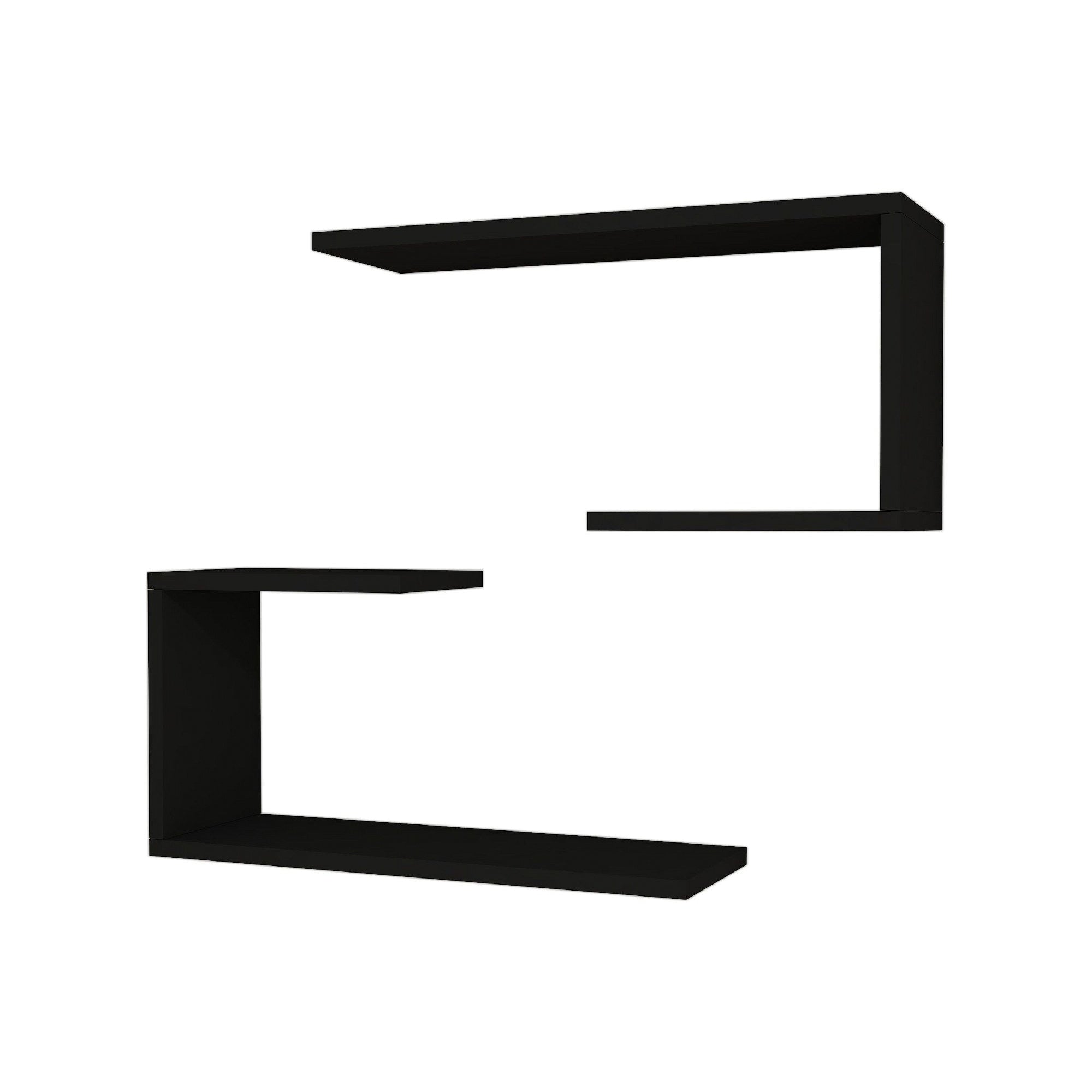 Set di 2 Mensole da Muro 'Årslev' 2 Consolli Pensili - Nero [en.casa]