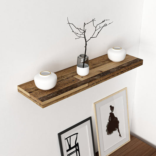 Mensola da Muro 'Bredebro' Piano Rettangolare 80 cm  - Effetto Legno Intarsiato [en.casa]