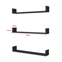 Set 'Höganäs' 3 Mensole da Muro - Consolli Pensili con Piano d'Appoggio a Forma di U - Largo 90 cm - Effetto Marmo Nero