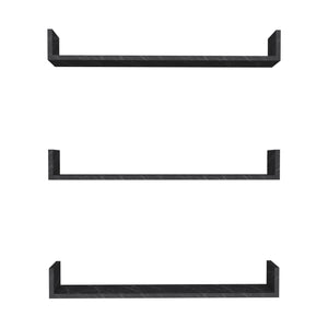 Set 'Höganäs' 3 Mensole da Muro - Consolli Pensili con Piano d'Appoggio a Forma di U - Largo 90 cm - Effetto Marmo Nero