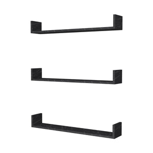 Set 'Höganäs' 3 Mensole da Muro - Consolli Pensili con Piano d'Appoggio a Forma di U - Largo 90 cm - Effetto Marmo Nero
