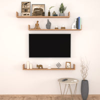 Set 'Höganäs' 3 Mensole da Muro - Consolli Pensili con Piano d'Appoggio a Forma di U - Largo 120 cm - Effetto Rovere