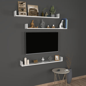 Set 'Höganäs' 3 Mensole da Muro - Consolli Pensili con Piano d'Appoggio a Forma di U - Largo 120 cm - Bianco [en.casa]