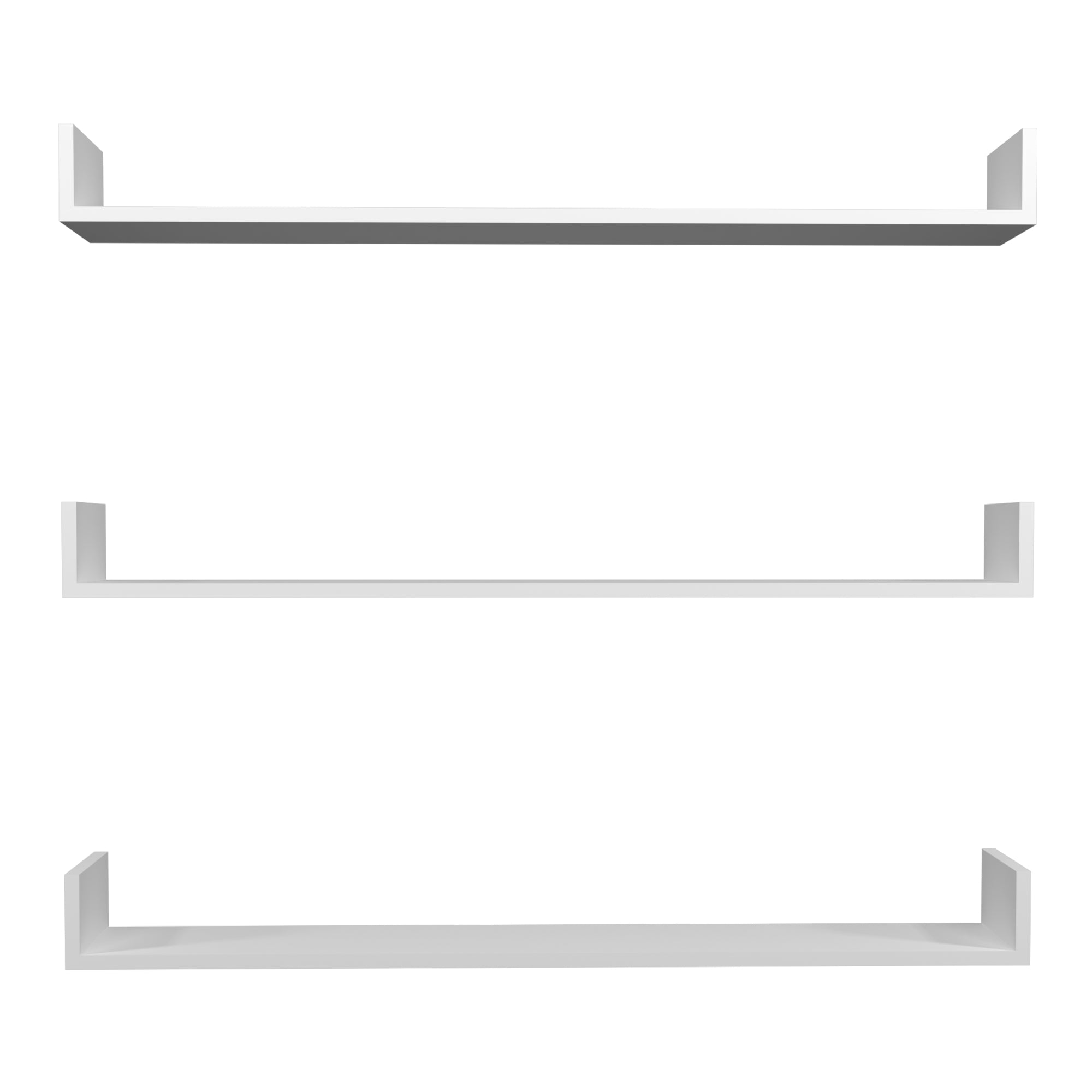 Set 'Höganäs' 3 Mensole da Muro - Consolli Pensili con Piano d'Appoggio a Forma di U - Largo 120 cm - Bianco [en.casa]