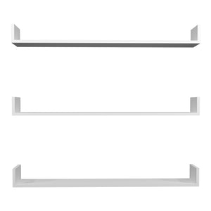 Set 'Höganäs' 3 Mensole da Muro - Consolli Pensili con Piano d'Appoggio a Forma di U - Largo 120 cm - Bianco [en.casa]