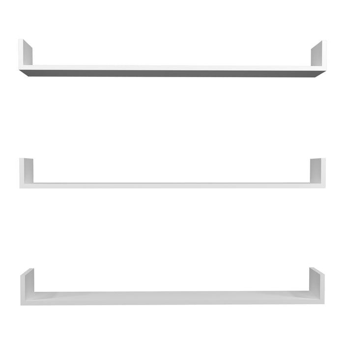 Set 'Höganäs' 3 Mensole da Muro - Consolli Pensili con Piano d'Appoggio a Forma di U - Largo 120 cm - Bianco [en.casa]