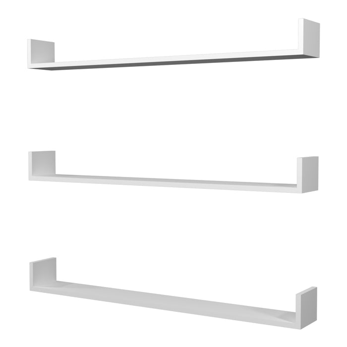 Set 'Höganäs' 3 Mensole da Muro - Consolli Pensili con Piano d'Appoggio a Forma di U - Largo 120 cm - Bianco [en.casa]