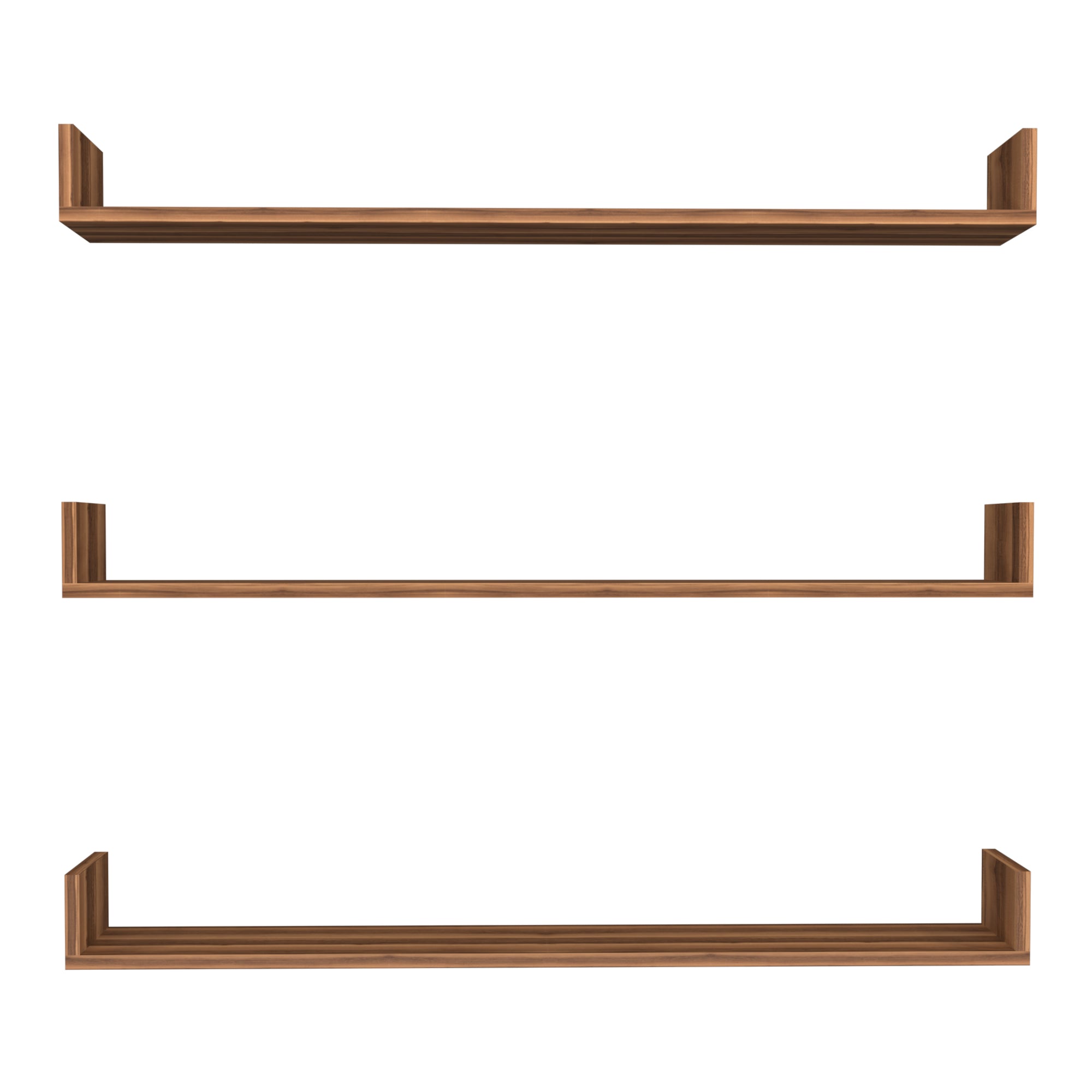 Set 'Höganäs' 3 Mensole da Muro - Consolli Pensili con Piano d'Appoggio a Forma di U - Largo 120 cm - Effetto Noce