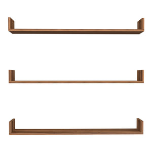 Set 'Höganäs' 3 Mensole da Muro - Consolli Pensili con Piano d'Appoggio a Forma di U - Largo 120 cm - Effetto Noce