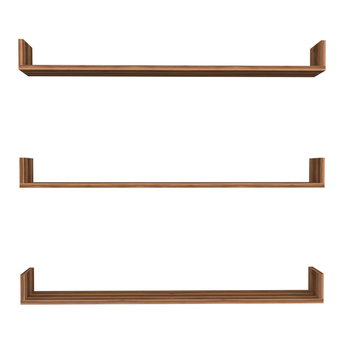 Set 'Höganäs' 3 Mensole da Muro - Consolli Pensili con Piano d'Appoggio a Forma di U - Largo 120 cm - Effetto Noce