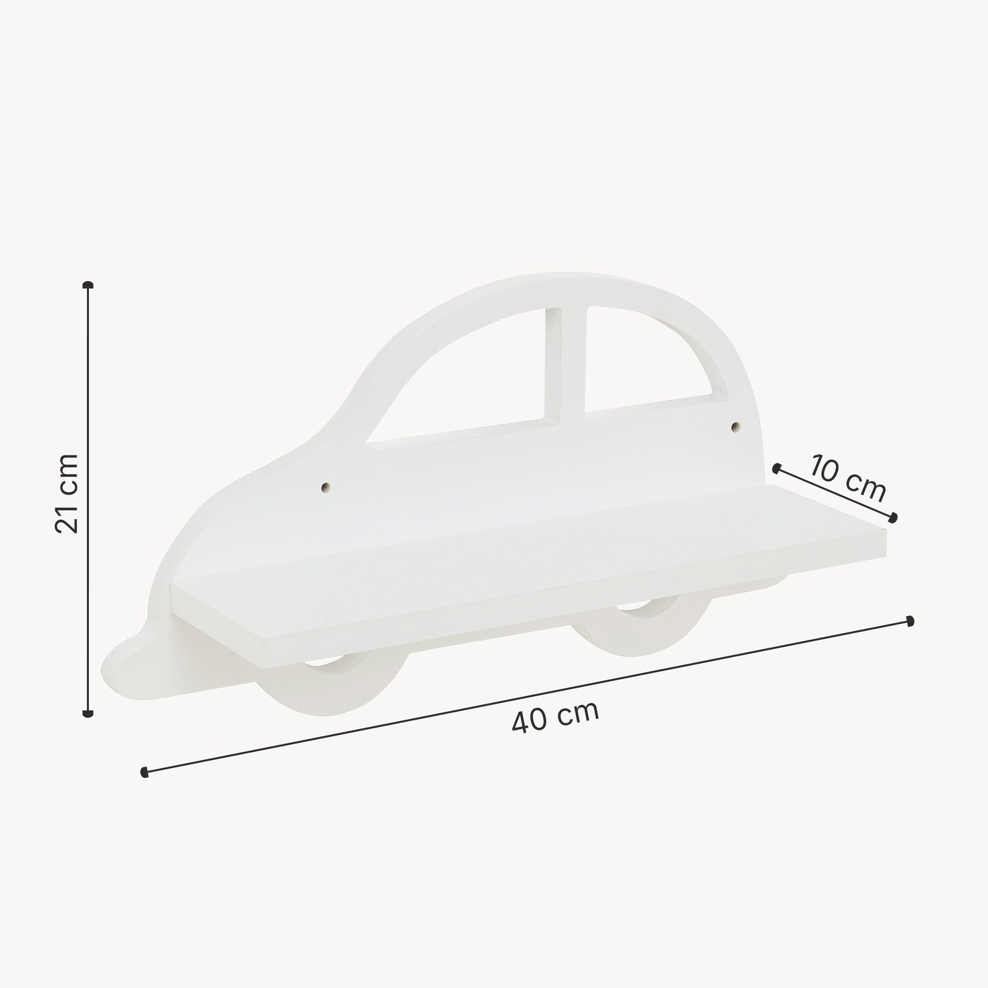 Mensola Skanderborg per Cameretta Sostegno Consolle Decorativo a Forma di Automobile - Bianco [en.casa]