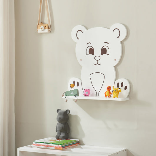 Mensola da Parete Korsør per Bambini Consolle Pensile Design Orsacchiotto - Bianco [en.casa]