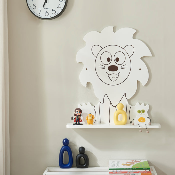 Mensola da Parete Korsør per Bambini Consolle Pensile Design Leone - Bianco [en.casa]