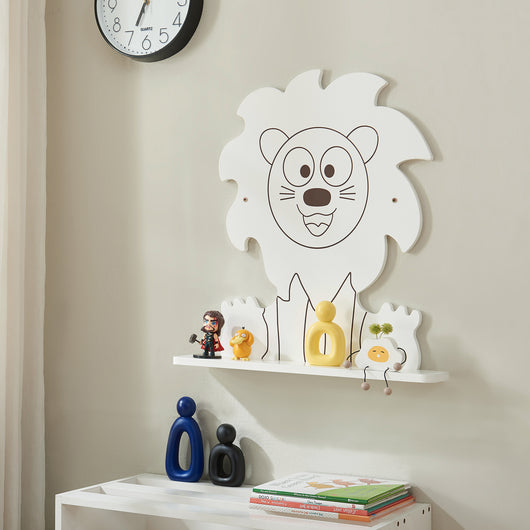Mensola da Parete Korsør per Bambini Consolle Pensile Design Leone - Bianco [en.casa]