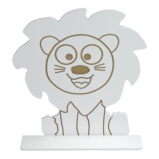 Scaffale dal design senza tempo per soggiorno/camera da letto mobiletto da parete per bambini a forma di leone 60 x 55 x 11 cm bianco 03_0011256
