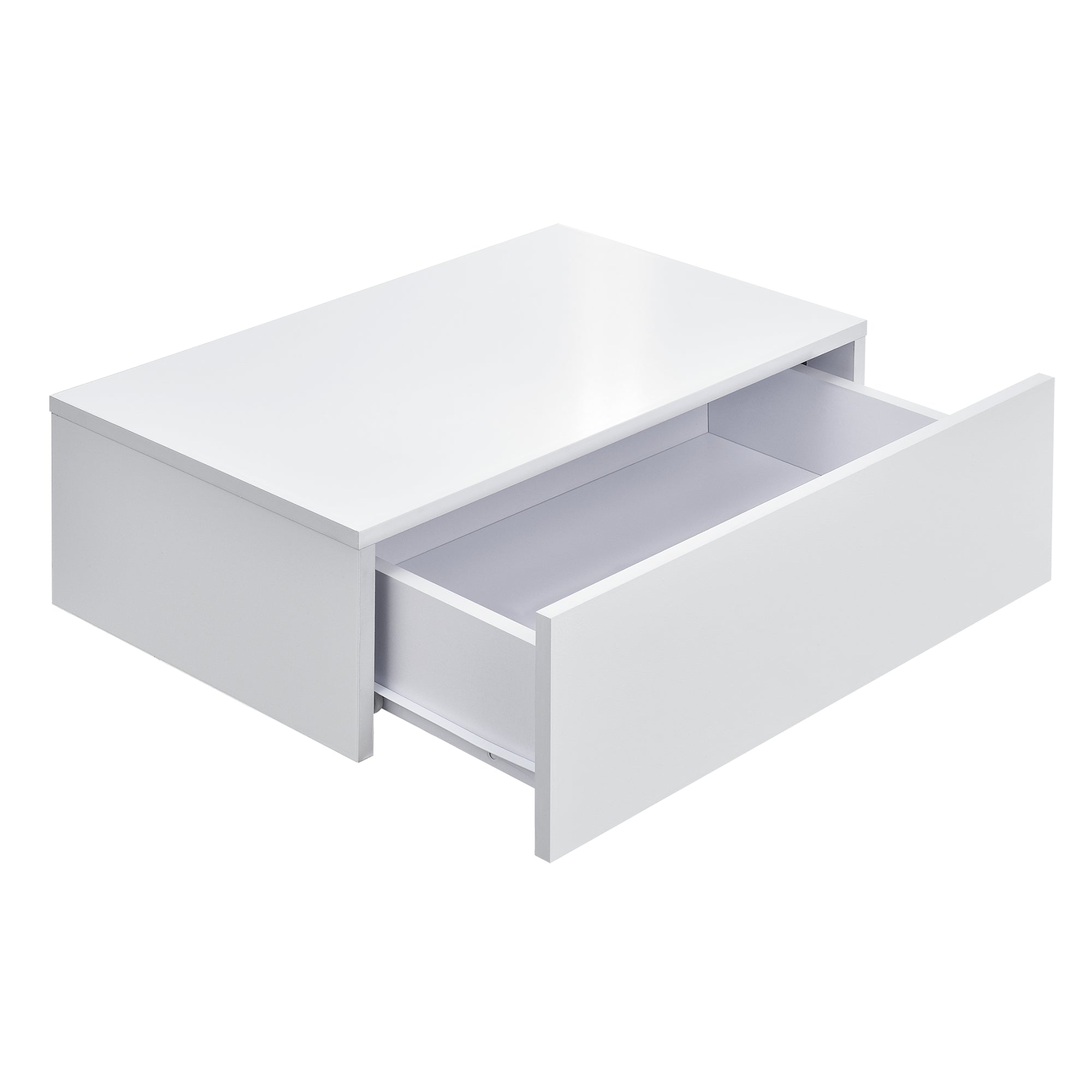 Mensola a muro per camera da letto con 1 cassetto laccato bianco 46 cm 03_0001798