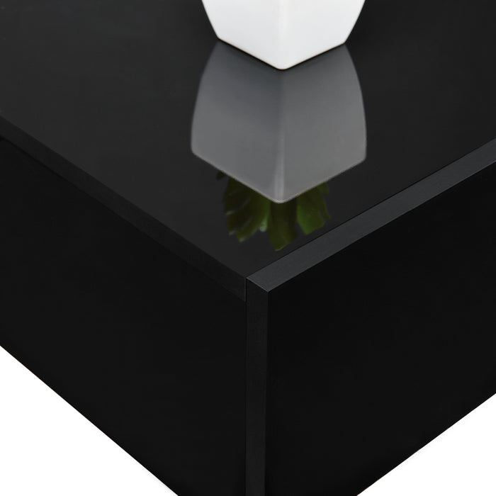 Set di 2 Comodini da Parete con Cassetto 46x30x15 cm Nero Lucido [en.casa]