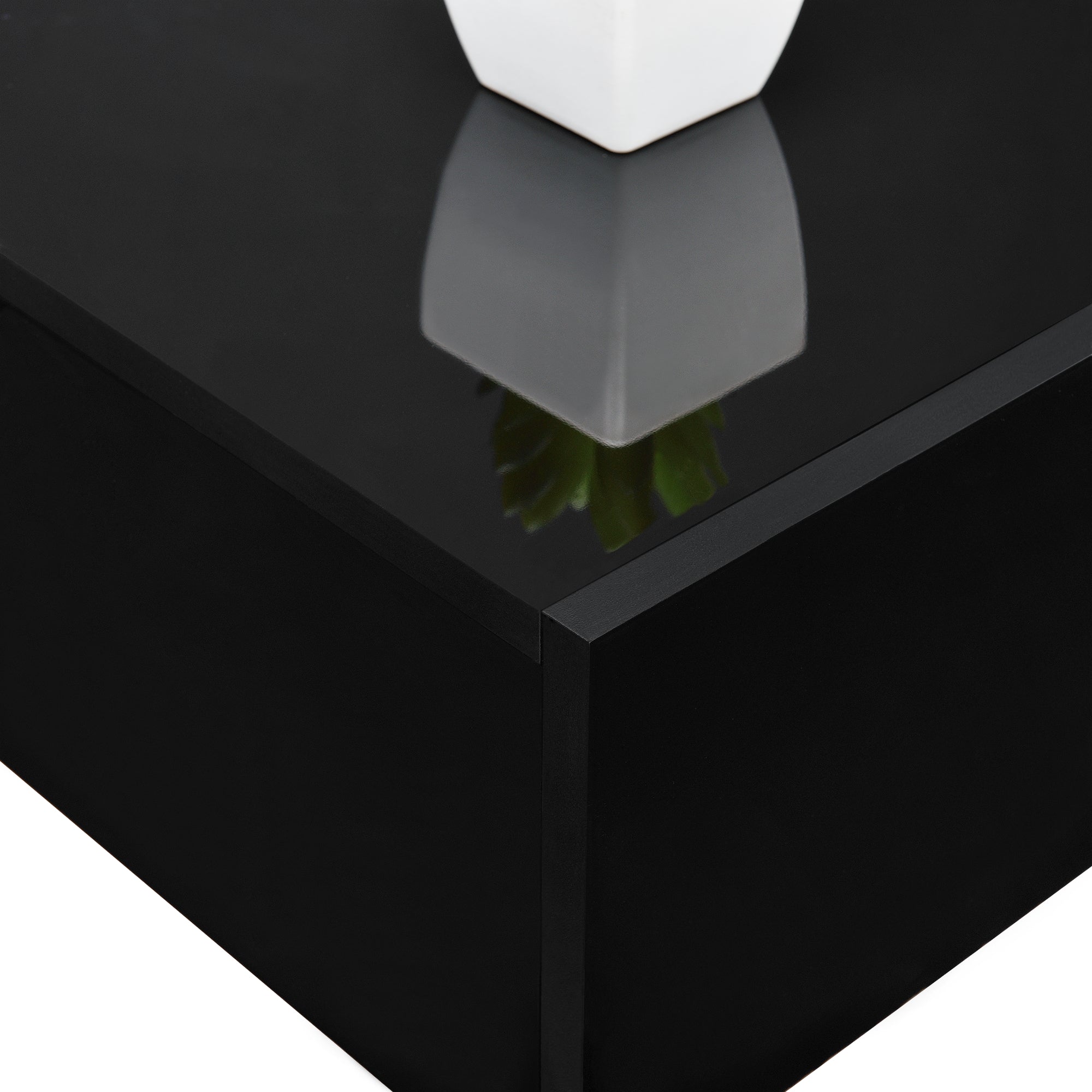 Comodino da Parete con Cassetto Integrato 46x30x15 cm Nero Lucido [en.casa]