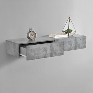 Set di 2 Comodini da Parete con Cassetto 46x30x15 cm Effetto Cemento [en.casa]