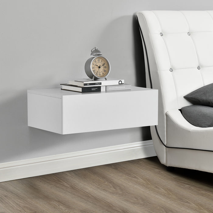 Comodino da Parete con Cassetto Integrato 46x30x15 cm Bianco Opaco [en.casa]
