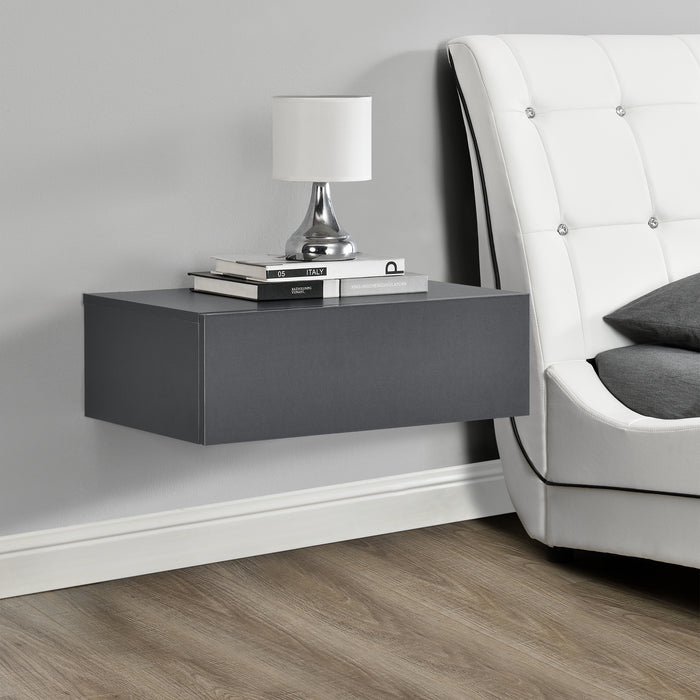 Set di 2 Comodini da Parete con Cassetto 46x30x15 cm Effetto Cemento / Grigio Scuro [en.casa]