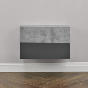 Set di 2 Comodini da Parete con Cassetto 46x30x15 cm Effetto Cemento / Grigio Scuro [en.casa]