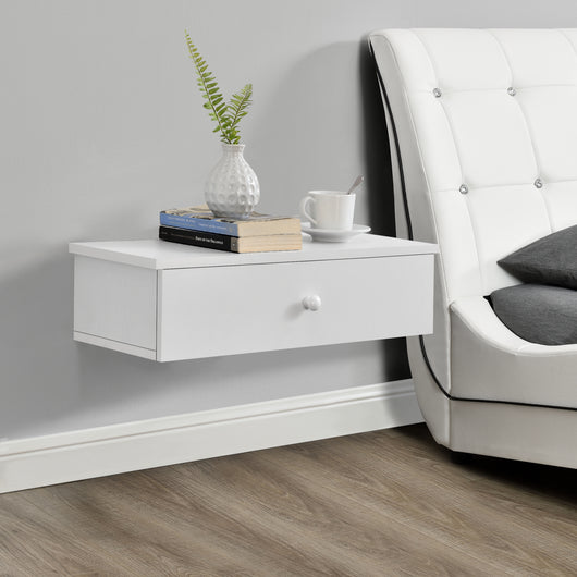 Mensola da Parete con Anta Ribaltabile e Scomparto Chiuso 60 x 24 x 12,6 cm - Bianco [en.casa]