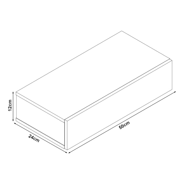 Mensola da Parete con Cassetto Integrato 50x24x12 cm - Bianco / Effetto Legno [en.casa]