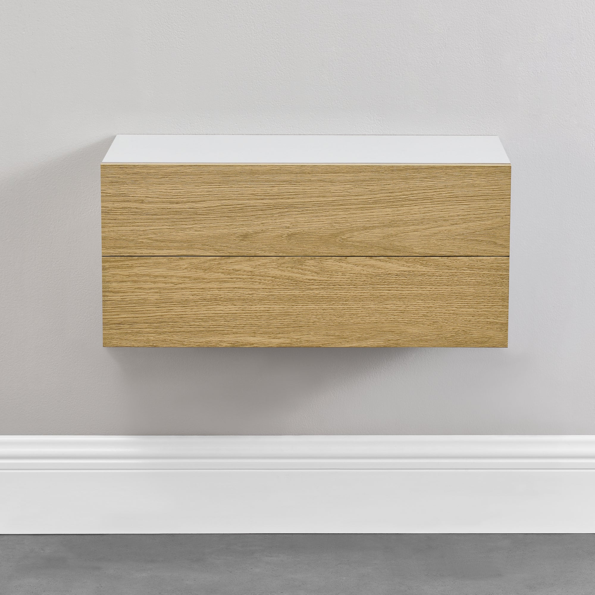 Set di 2 Mensole da Parete con Cassetto Integrato 50x24x12 cm - Bianco / Effetto Legno [en.casa]