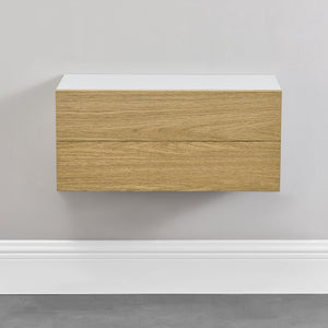 Set di 2 Mensole da Parete con Cassetto Integrato 50x24x12 cm - Bianco / Effetto Legno [en.casa]