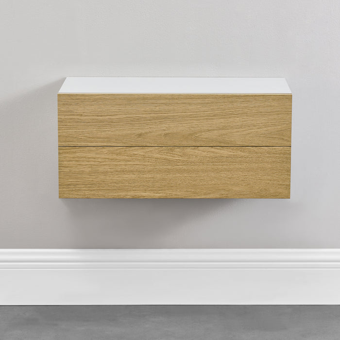 Set di 2 Mensole da Parete con Cassetto Integrato 50x24x12 cm - Bianco / Effetto Legno [en.casa]