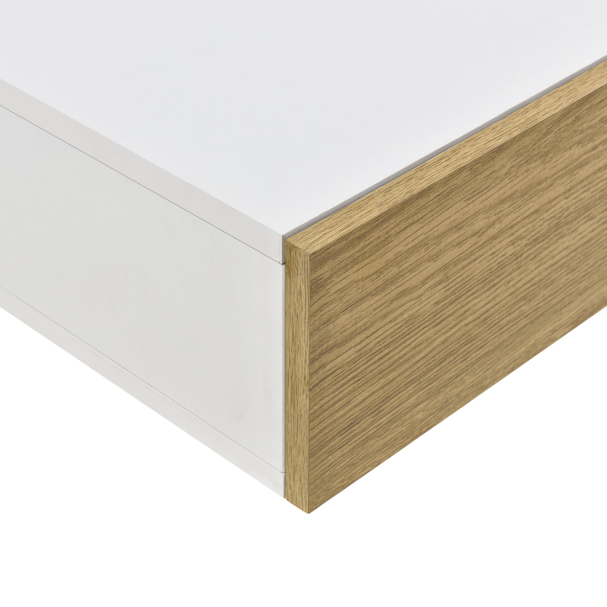 Mensola da Parete con Cassetto Integrato 50x24x12 cm - Bianco / Effetto Legno [en.casa]