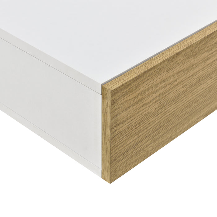 Set di 2 Mensole da Parete con Cassetto Integrato 50x24x12 cm - Bianco / Effetto Legno [en.casa]