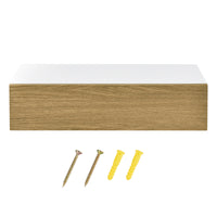 Set di 2 Mensole da Parete con Cassetto Integrato 50x24x12 cm - Bianco / Effetto Legno [en.casa]