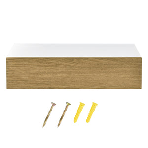 Set di 2 Mensole da Parete con Cassetto Integrato 50x24x12 cm - Bianco / Effetto Legno [en.casa]
