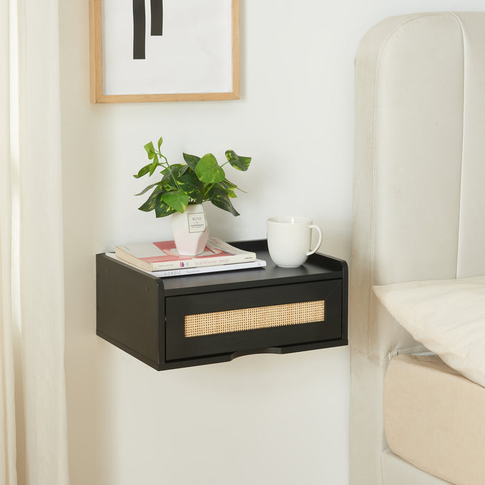 Mensola da Parete Ljuredsø con Cassetto Integrato 40 x 30 x 16,5 cm - Nero [en.casa]