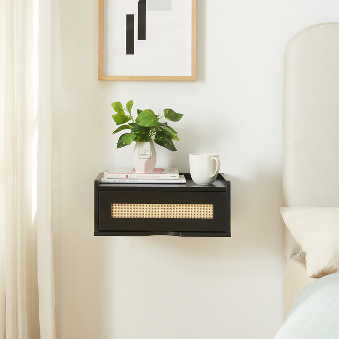 Mensola da Parete Ljuredsø con Cassetto Integrato 40 x 30 x 16,5 cm - Nero [en.casa]