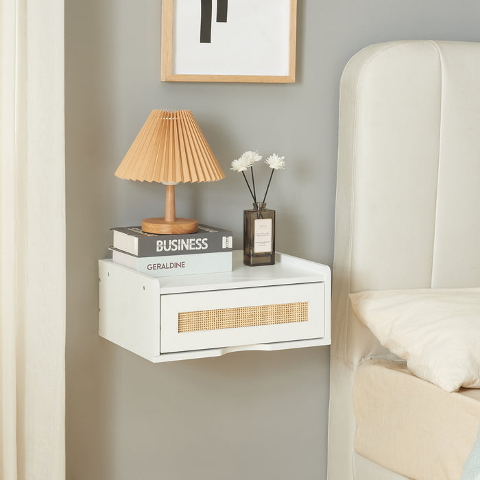 Mensola da Parete Ljuredsø con Cassetto Integrato 40 x 30 x 16,5 cm - Bianco [en.casa]