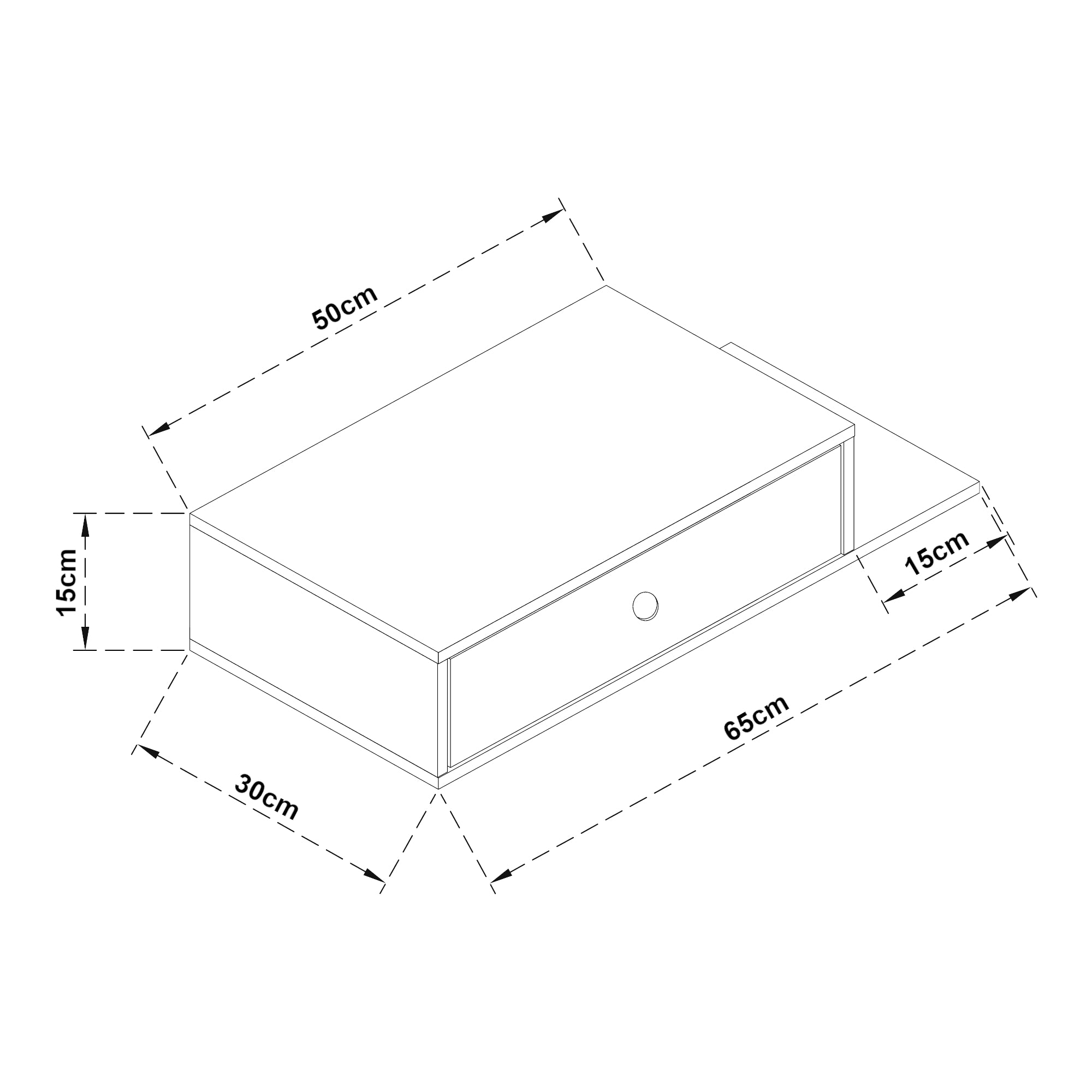 Mensola da Parete Stor con Cassetto Integrato e Ripiano Laterale - Nero [en.casa]