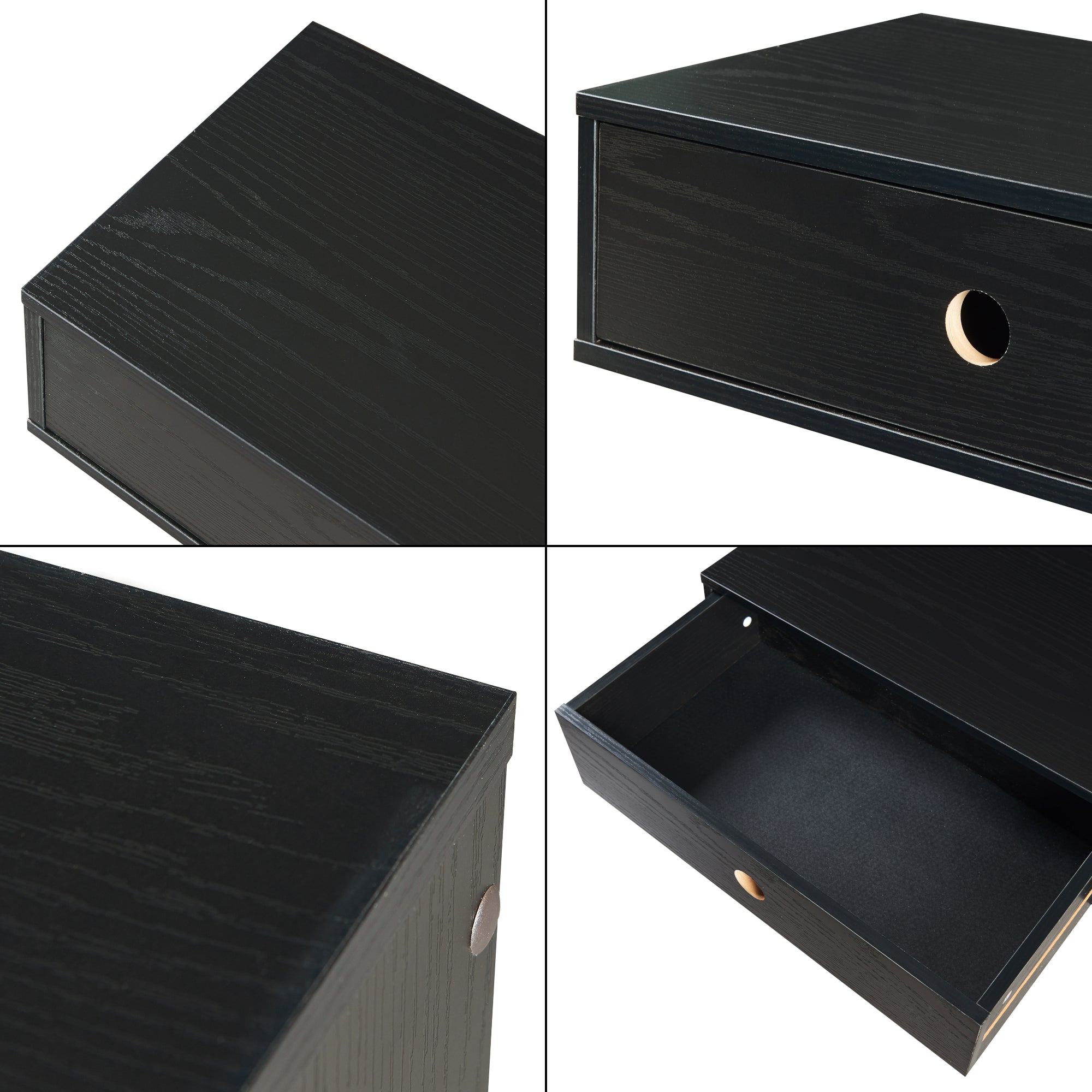 Mensola da Parete Stor con Cassetto Integrato e Ripiano Laterale - Nero [en.casa]