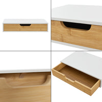 Set Bokn di 2 Mensole con Cassetto Integrato 40 x 24 x 8 cm Bambù - Bianco [en.casa]