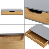 Set Bokn di 2 Mensole con Cassetto Integrato 40 x 24 x 8 cm Bambù - Grigio [en.casa]