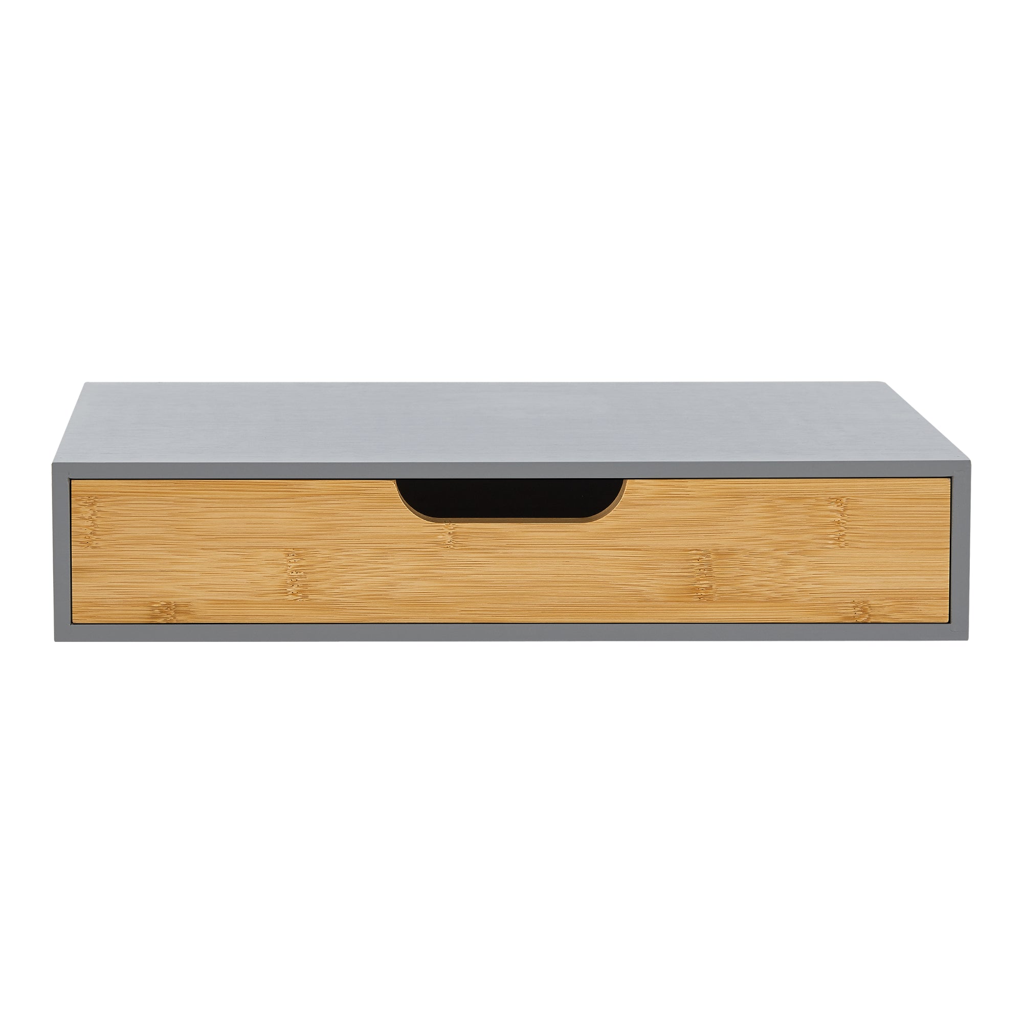 Set Bokn di 2 Mensole con Cassetto Integrato 40 x 24 x 8 cm Bambù - Grigio [en.casa]