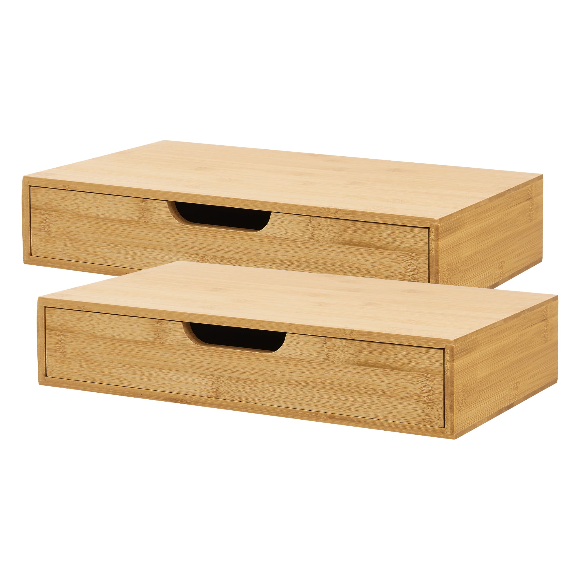Set Bokn di 2 Mensole con Cassetto Integrato 40 x 24 x 8 cm Bambù - Naturale [en.casa]